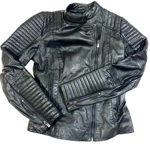 Like new Bod & Christensen black quilted leather jacket sz small